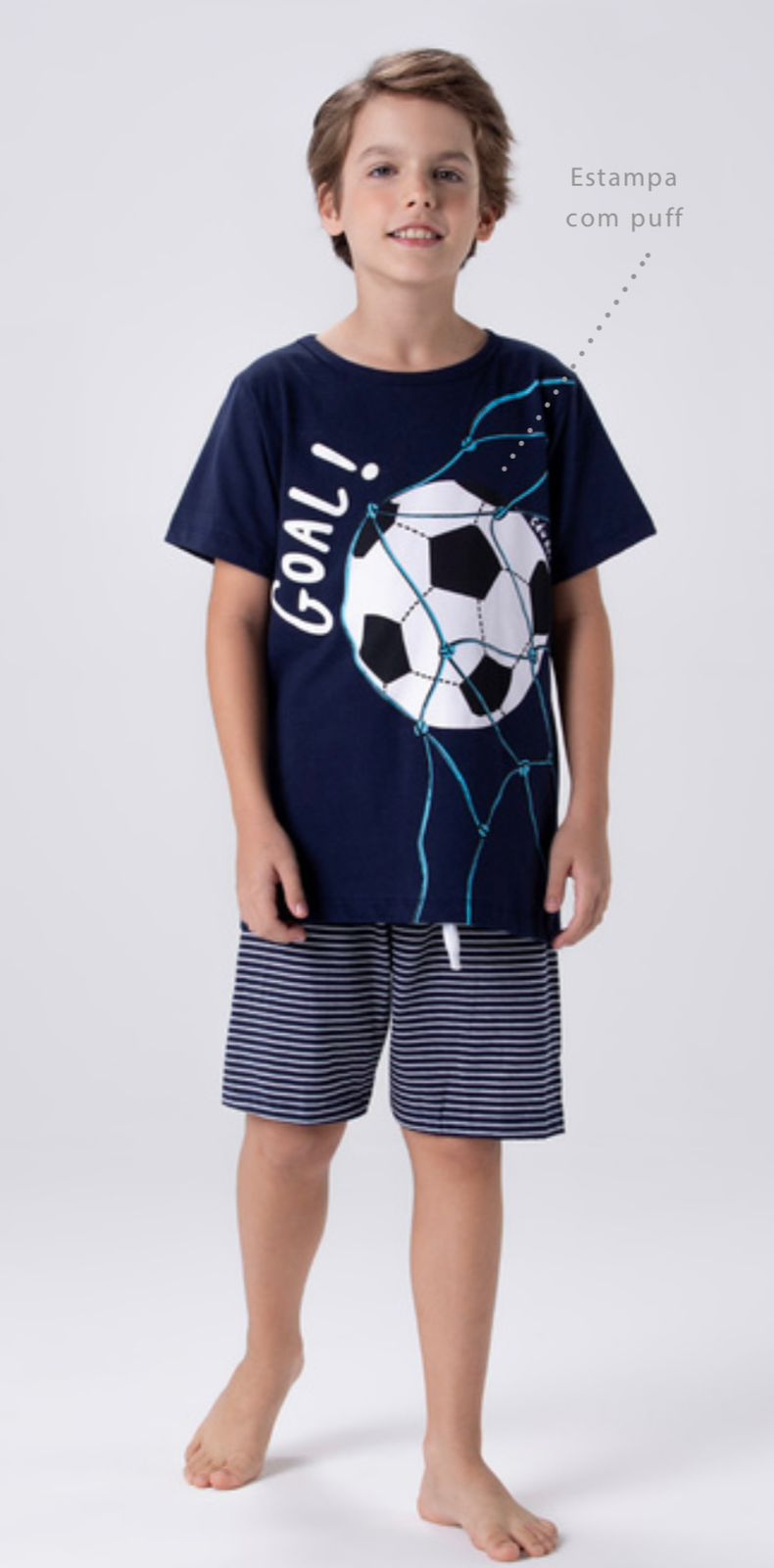 3 Pijama Infantil Masculino Goal - Imagem 1